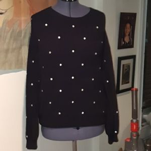 Black knit polka dot sweater